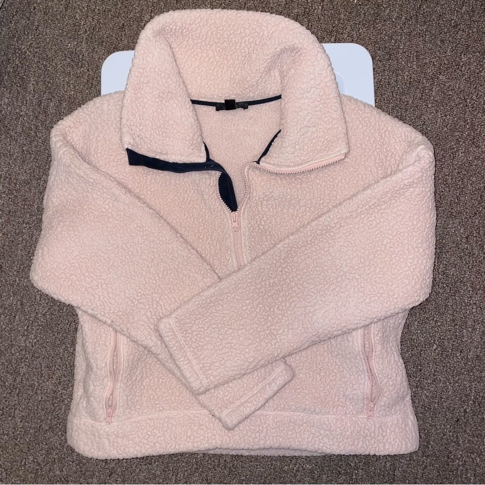 J. Crew Teddy Cropped Half Zip Pull Over
